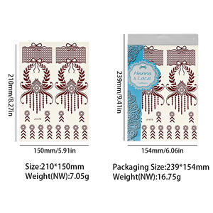 สติ๊กเกอร์<span class=keywords><strong>ลาย</strong></span>เฮนน่าสี<span class=keywords><strong>ขาว</strong></span>น้ำตาลลาย<span class=keywords><strong>ผีเสื้อ</strong></span>สำหรับขายส่ง <span class=keywords><strong>ลาย</strong></span>ติดผิวชั่วคราวสำหรับมือและเท้า ศิลปะบนร่างกายแบบกันน้ำ - Product Image 3