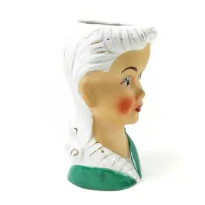 Wholesale custom lovely vintage beautiful ceramic lady head vase