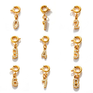 Accessoires de bijoux DIY en acier inoxydable, pendentif micro-pavé en zircon, breloques numérotiques porte-bonheur pour collier et bracelet - Product Image 1