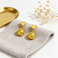 Boucles d'oreilles courtes en forme de cœur avec perles lumineuses, fabricant de bijoux de marque chinoise ES451