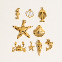 Chaînes assorties J&D Ocean Jewelry avec breloques DIY en forme de coquillage, hippocampe, conque, dauphin, étoile de mer, coquille de Fritillaria, crabe et os de poisson