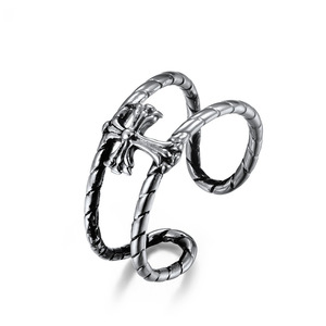 Cross Open Unisex <b>Titanium</b> Steel <b>Ring</b> For Couples Gift Jewelry - Product Image 5