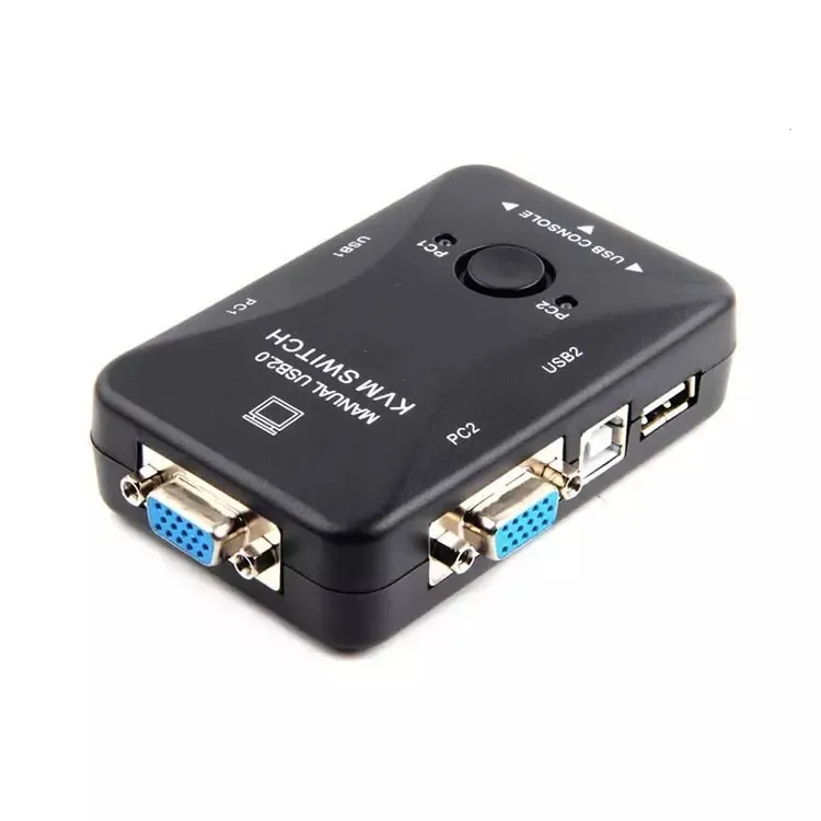 KVM Switcher 2-Port USB VGA 2 in 1 Out Dual Computer Shared Keyboard Maus umschalter für Monitor Computer