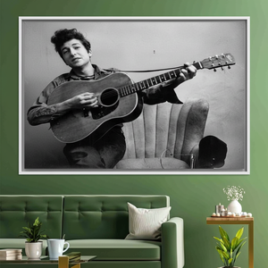 Bob Dylan <b>Guitar</b> Canvas Print: Famous Art <b>Wall</b> Decor,WHITE FRAMED CANVAS - Product Image 3