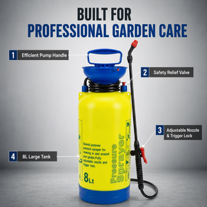 Pulverizador Manual de Jardín de Alta Capacidad de 8L, Pulverizador Portátil de Hombro de 2L con Boquilla Ajustable para el Hogar y la Granja - Product Image 1