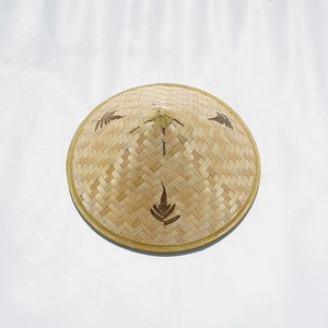 Chapeau conique en bambou tressé écologique, grand bord, style fermier, pour l'été, la pêche et la protection solaire, avec sérigraphie - Product Image 2
