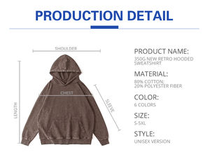 Ensemble de sweat-shirts rétro six couleurs 350 g/m² - French Terry délavé à l'acide 80 % coton 20 % polyester Sublimation personnalisée S-5XL Taille compressée Plus - Product Image 4