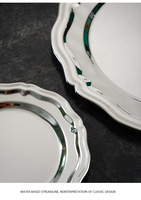 304 RVS ronde Russische bordenstel voor pasta, dessert & fruit met elegant Frans kantdesign