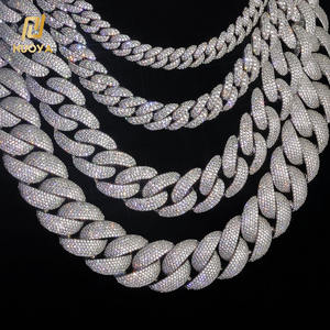 שרשרת הקישור הקובייה של גברים מעוגלת שרשרת חוליות 10 מ "מ-20 מ" מ רוחב-20 מ "מ מרוח מצופה זהב. תכשיטי היפ הופ - Product Image 1