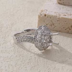 ทองคำขาว18K 1กะรัตเพชรสีขาวธรรมชาติดีไซน์เรียบง่ายกึ่งยึดสวยงามสำหรับผู้หญิง - Product Image 6