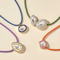 Collier pendentif style européen-américain avec chaîne en cuivre, motif goutte d'huile, couleur macaron, effet diamant haute transparence, style Dopamine