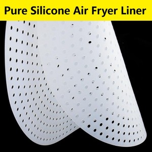 Rivestimento per Friggitrice ad Aria Rotondo in Silicone Bianco Perforato, <span class=keywords><strong>Dimensioni</strong></span> Personalizzabili, Grado Alimentare, Lavabile in Lavastoviglie, Utensile da <span class=keywords><strong>Cucina</strong></span> - Product Image 4