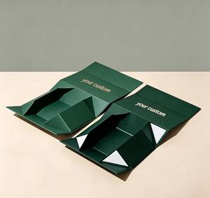 Custom Green Paperboard <b>Folder</b> with Hot Stamping Logo and Ribbon Closure for Business Use - Product Image 2
