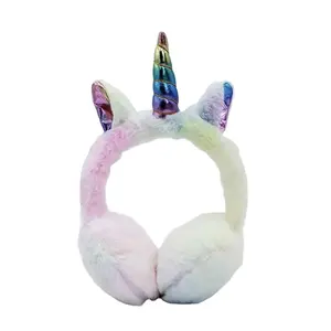יפה חד קרן קטיפה אוזניות חמות לילדות חורפי פרווה אוזניים נשים כיסוי מחממי אוזניים ראש צעצועים מתנות יום הולדת