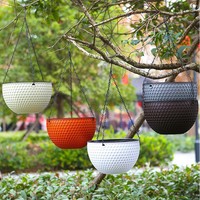 Maceta Colgante de Plástico Imitación Mimbre para Plantas Suculentas, Maceta Colgante con Autorriego para Orquídeas, Maceta Colgante Tipo Panal de Abeja