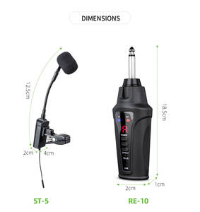 Instrumento de saxofón inalámbrico, sistema de micrófono de condensador UHF recargable profesional, Mejor Micrófono de saxofón con clip para la venta - Product Image 6