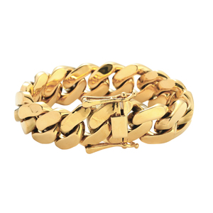 BB041 Pulsera de Cadena Cubana de Latón Chapado en Oro de 14K de 22MM, Estilo Hip Hop para Hombre, Moda para Fiestas, AceWings - Product Image 2