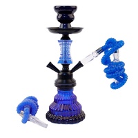 Set Pipa Shisha Kaca Arab Baru Portable Ukuran Kecil Model Double-Tube Warna Pink Ungu