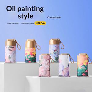 Sombrilla Manual de Doble Uso <span class=keywords><strong>para</strong></span> Mujer, Estilo Pintura al Óleo, con Mango de Silicona, Protección UV del 35% <span class=keywords><strong>para</strong></span> Días Soleados y Lluviosos, 6 Varillas, <span class=keywords><strong>para</strong></span> <span class=keywords><strong>Terraza</strong></span> - Product Image 1