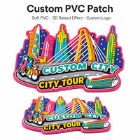 Patch en caoutchouc PVC 3D coloré personnalisé, motif repère urbain, souvenir de voyage, badge à logo en relief, forme personnalisée pour sacs et vêtements