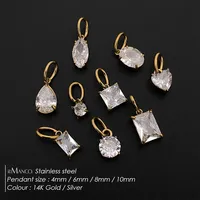 EManco Pendentif en acier inoxydable plaqué or 14 carats incrusté de zircon, breloque, accessoires de bijoux DIY, fournitures pour la fabrication de boucles d'oreilles