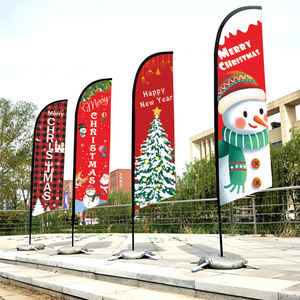 عيد الميلاد حفلة مهرجان 6 قدم 8 قدم 11 قدم 12 قدم 15 قدم ريشة مجموعة علم قاعدة الآن توظيف ترحيب علامة مفتوحة لافتات أعلام ترويجية - Product Image 2