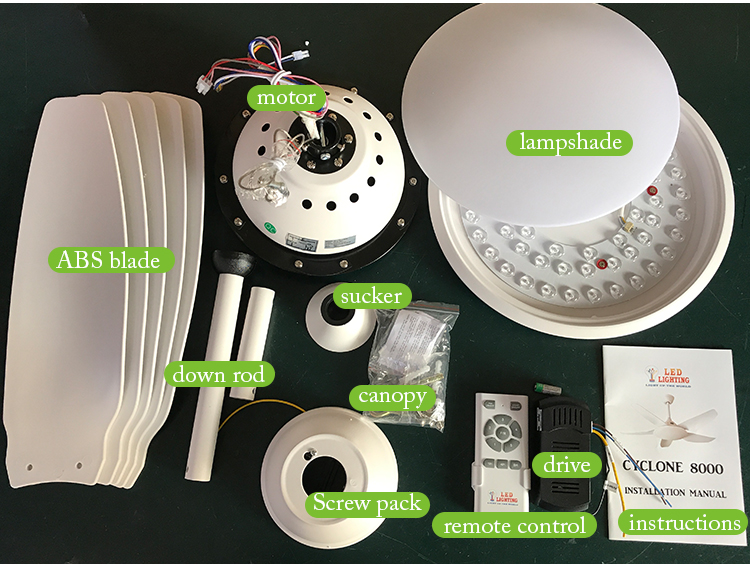 Breeze.Lux New listing decorative ceiling fan lights nature wind 5 blades remote control ceiling fan