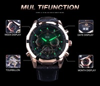 Montre Tourbillon Calendrier Homme de Luxe Grand Cadran Affaires Lumineuse Mécanique Automatique Montre Automatique