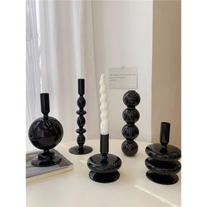 Candelabro de cristal negro, adorno de forma irregular, resistente al calor, duradero, decoración del hogar, regalo para sala de estar, uso en escritorio - Product Image 3