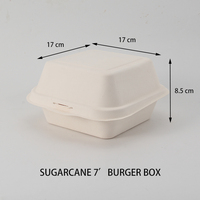 Vente en gros de pâte à papier biodégradable de canne à sucre Bento à emporter boîte recyclée emballage biodégradable pour nourriture 7 pouces boîte à hamburger