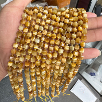 Perles en vrac œil de tigre naturel en forme de cube 6mm 8mm, rouge/jaune/doré, pour la fabrication de bijoux DIY