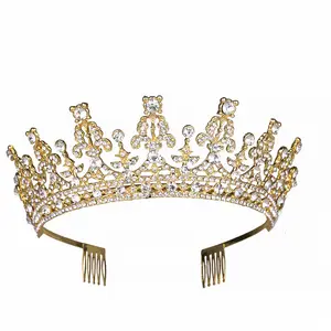 Accessori per capelli da sposa corone barocche di cristallo per le donne diademi corona regina principessa con pettine