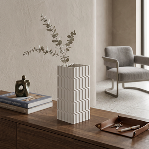 Nouveau design, vase en céramique imprimé en 3D, style campagnard français contemporain, design intemporel, vase à fleurs blanc rustique élégant, décoration d'intérieur - Product Image 6