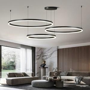 Современный круглый подвесной светильник черный корпус подвесной светильник потолочный светильник светодиодный круглый люстра кольцо подвесные светильники - Product Image 1