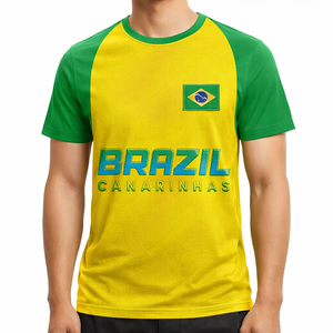 Camiseta de Fútbol Personalizada de <span class=keywords><strong>Brasil</strong></span> para Hombre, Mundial 2026, Canarínas, Camiseta de Fútbol de <span class=keywords><strong>Brasil</strong></span>, Vamos a Ganar, Seleção Campeão - Product Image 1