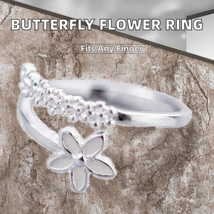 European American Hot Selling Rhodium 925 <b>Sterling</b> <b>Silver</b> Flying Butterfly Gardenia Flower Wedding <b>Rings</b> <b>Adjustable</b> Open <b>Ring</b> - Product Image 2