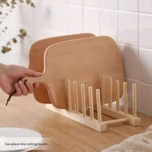 Non-Folding Floor Type Wooden Draining Rack &amp; Bowl Dish <strong>Storage</strong> Single <strong>Unit</strong> for <strong>Kitchen</strong> - Product Image 4