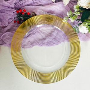 Platos de Presentación de Plástico de 13'' con Borde Dorado, Platos de Presentación de Lujo Dorados para Decoración de Bodas y Restaurantes en la Mesa - Product Image 2
