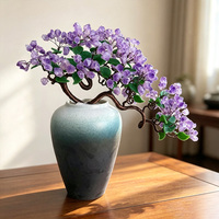 Ornement d'arbre bonsaï en cristal d'améthyste naturelle, vase en porcelaine bleu et blanc, décoration d'intérieur Feng Shui, artisanat