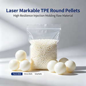 เม็ดพลาสติก TPE ทรงกลมเกรดฉีดขึ้นรูป เป็นมิตรกับสิ่งแวดล้อม สำหรับทำอุปกรณ์กีฬา DIY ฟิตเนส นวดคลายเครียด ลูกบอลบีบเล่น นุ่ม ยืดหยุ่นได้ - Product Image 1