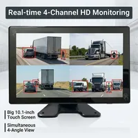 Sistema de Monitoreo de Seguridad para Montacargas 4CH AI BSD, Cámara/Pantalla 1080P y Luz de Alarma LED, Apto para Maquinaria Pesada