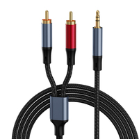 Câble tressé en nylon RCA 3,5 mm neuf avec connecteurs plaqués or 24 carats et adaptateur CC pour téléphones portables, lecteurs MP3, tablettes et enceintes