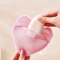 Sac à savon épais en maille aérée, forme nuage et cœur, avec fermeture sécurisée, pochette à savon pour le bain