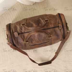 Bolsas de Lona de Cuero Genuino para Hombre, Unisex, Impermeables, Deportivas, Portátiles, de Viaje, con Logotipo Personalizado, Equipaje de Fin de Semana, Forro de Poliéster OEM - Product Image 3