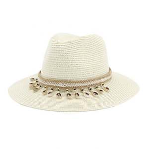 Sombrero de Paja Panamá con Diseño de Concha, Ala Ancha, para Verano, para Mujeres y Hombres, Protección Solar para Playa y Exteriores, Venta al Por Mayor - Product Image 1