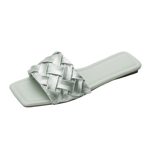 Sandales plates en perles pour femmes, style français, tressées, à bout ouvert, tendance, décontractées, à talon plat, pour l'extérieur - Product Image 2