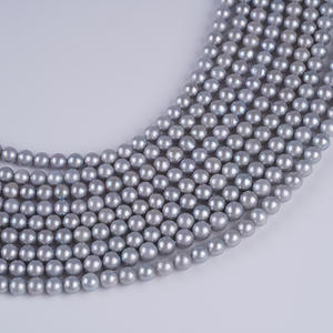 สร้อยไข่มุกน้ำจืดทรงกลมสีเทาธรรมชาติ ขนาด 5-6 มม. แบบกึ่งสำเร็จรูป สำหรับทำเครื่องประดับ DIY สร้อยคอไข่มุกน้ำจืดสุดหรู - Product Image 2