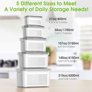Fruit <b>Storage</b> Containers for Fridge Organizers <b>Bins</b> with Colander Clear Lettuce Keeper with Lids and Handle Fruit <b>Storage</b> <b>Bins</b> - Product Image 4
