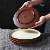 Assiette en mélamine de 9 pouces, ronde, motif pierre, durable, passe au lave-vaisselle, utilisation en restaurant de luxe