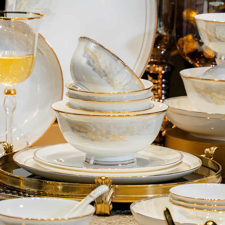 Dinner Plate Ceramic Porcelain Floral Design Luxury Cheap Wholesale Dishes Plates Sets Dinnerware Set Dishes&plates  Sustainable